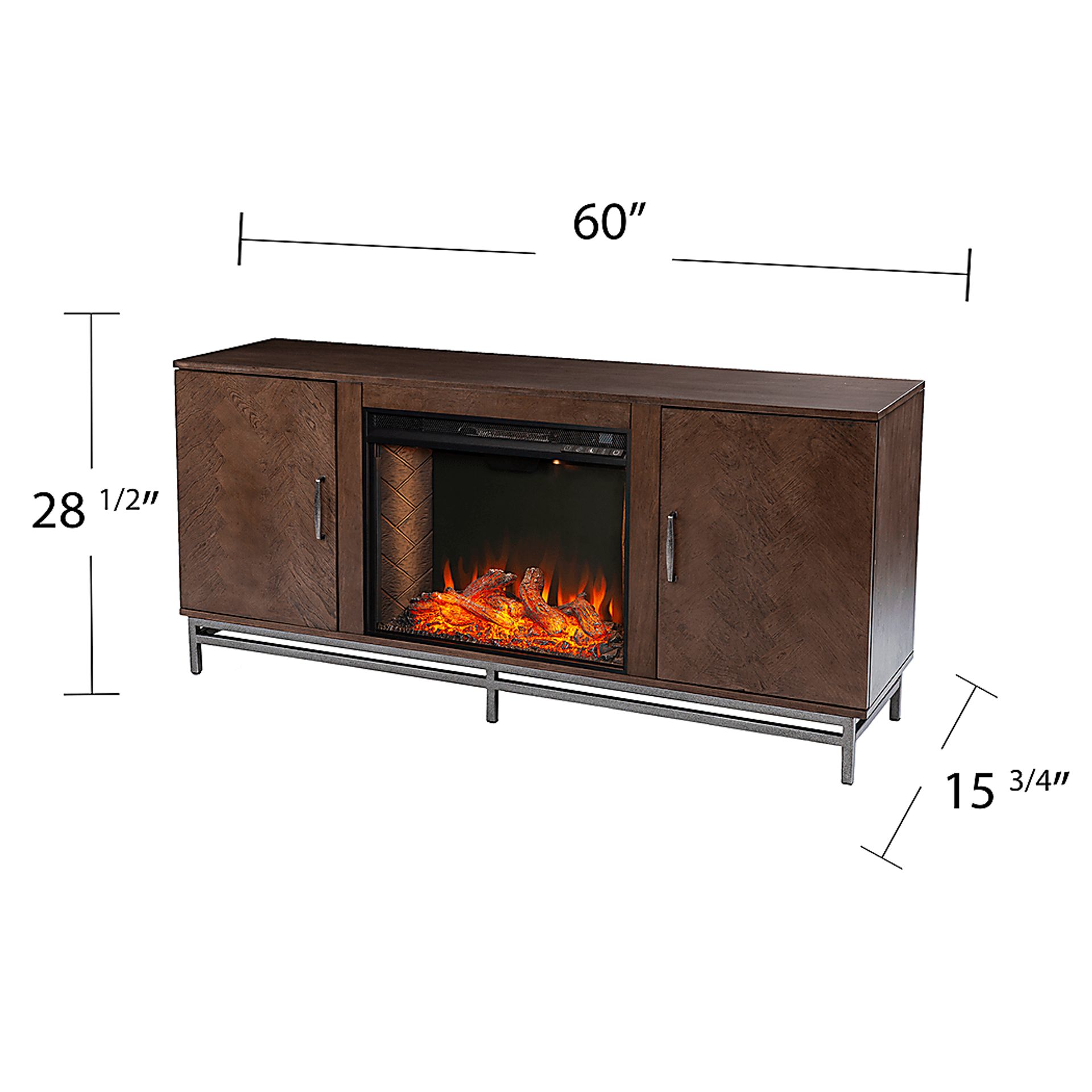 Varlet III Brown 60 in. Console With Smart Electric Fireplace - Image 6