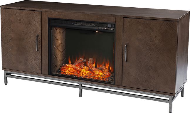 Varlet II Brown 60 in. Console With Smart Electric Fireplace