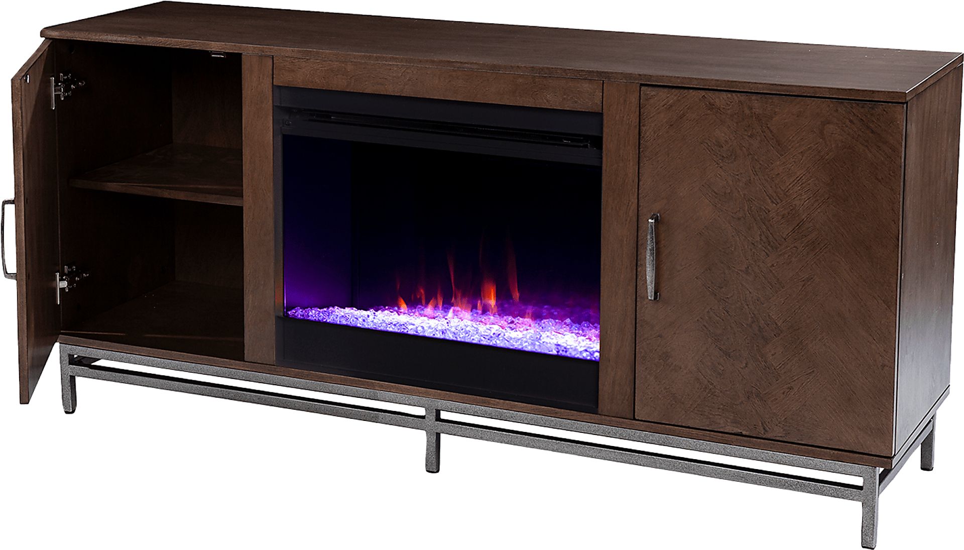Varlet I Brown 60 in. Console, With Color Changing Electric Fireplace - Image 3