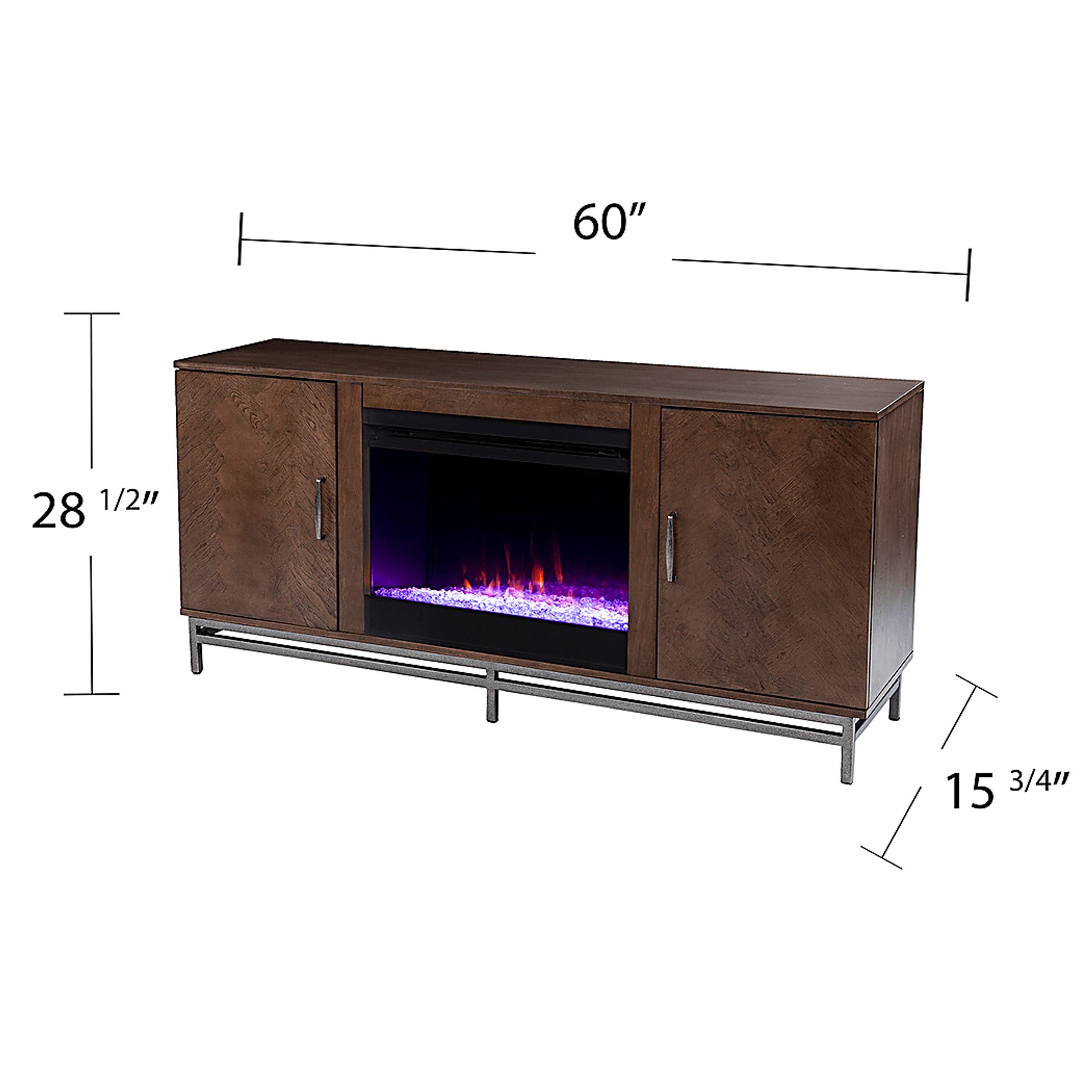 Varlet I Brown 60 in. Console, With Color Changing Electric Fireplace - Image 6