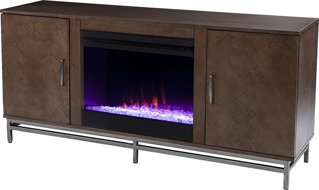 Varlet III Brown 60 in. Console With Electric Fireplace
