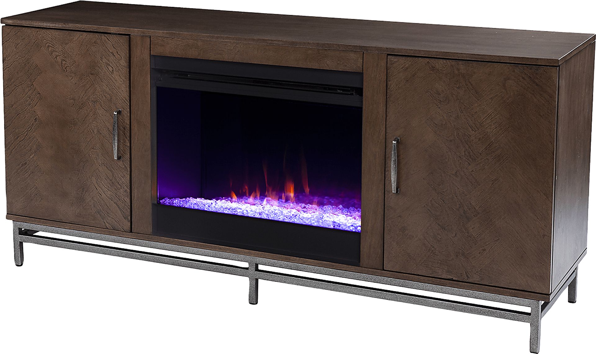 Varlet I Brown 60 in. Console, With Color Changing Electric Fireplace - Image 1