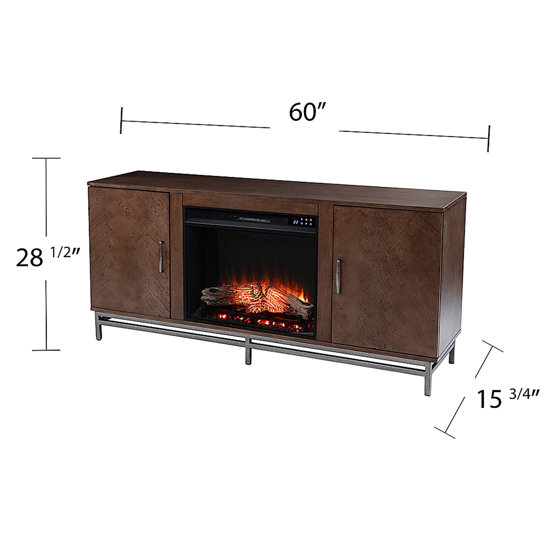 Varlet IV Brown 60 in. Console With Touch Panel Electric Log Fireplace - Image 6