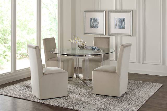 Varna Silver 5 Pc Dining Room with Brown Chairs - Thumbnail - Image 1