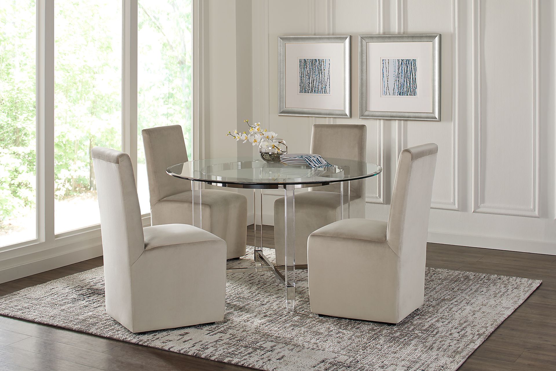 Varna Silver 5 Pc Dining Room with Brown Chairs - Image 1