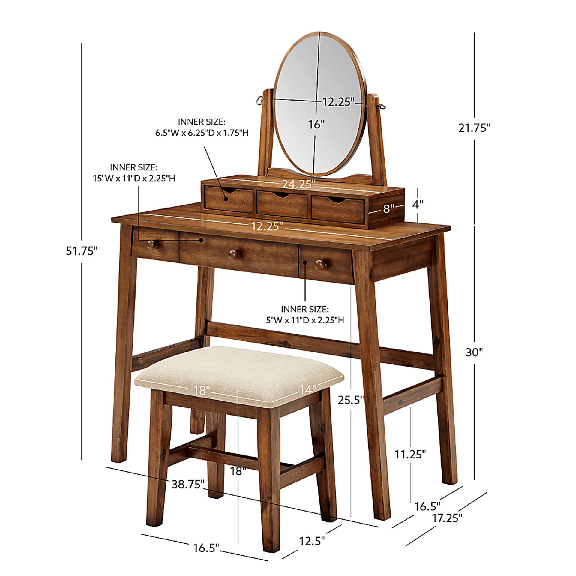 Varnum Brown Vanity Set - Image 8