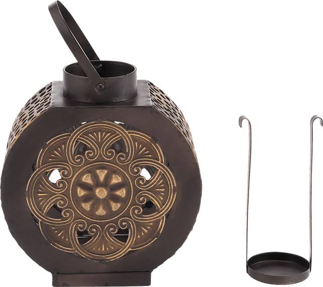 Varsha Black and Gold Small Outdoor Lantern - Thumbnail - Image 2