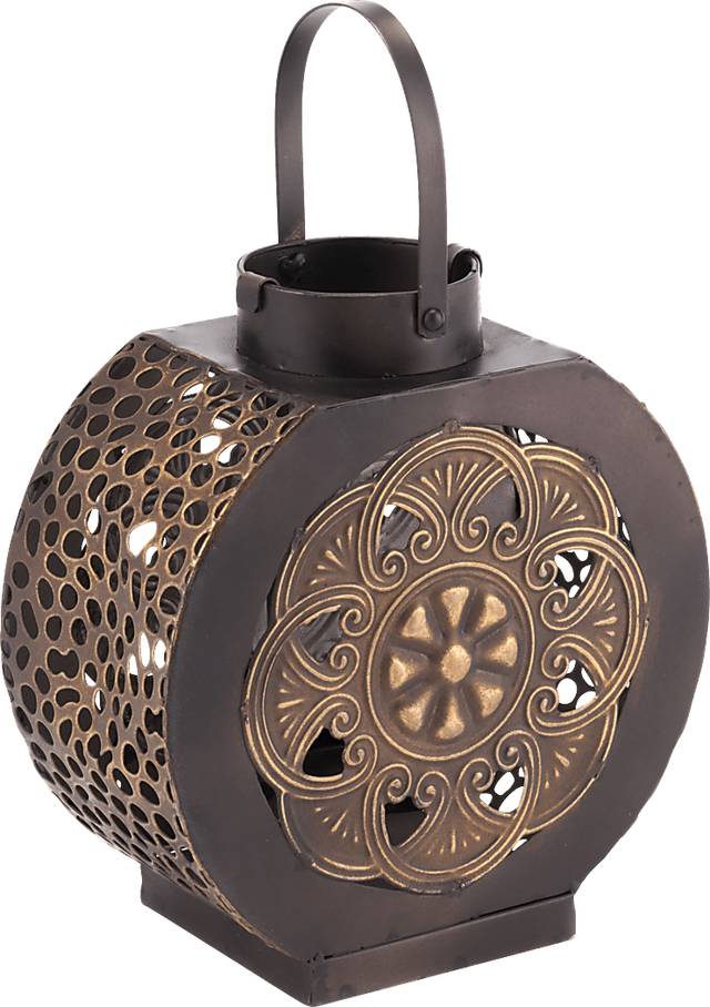 Varsha Black and Gold Small Outdoor Lantern - Thumbnail - Image 1