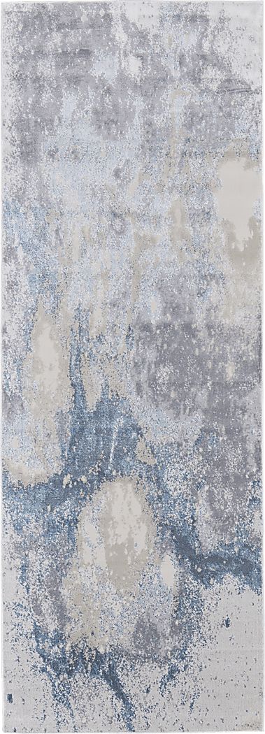Vaves Blue 2'10 x 7'10 Runner Rug