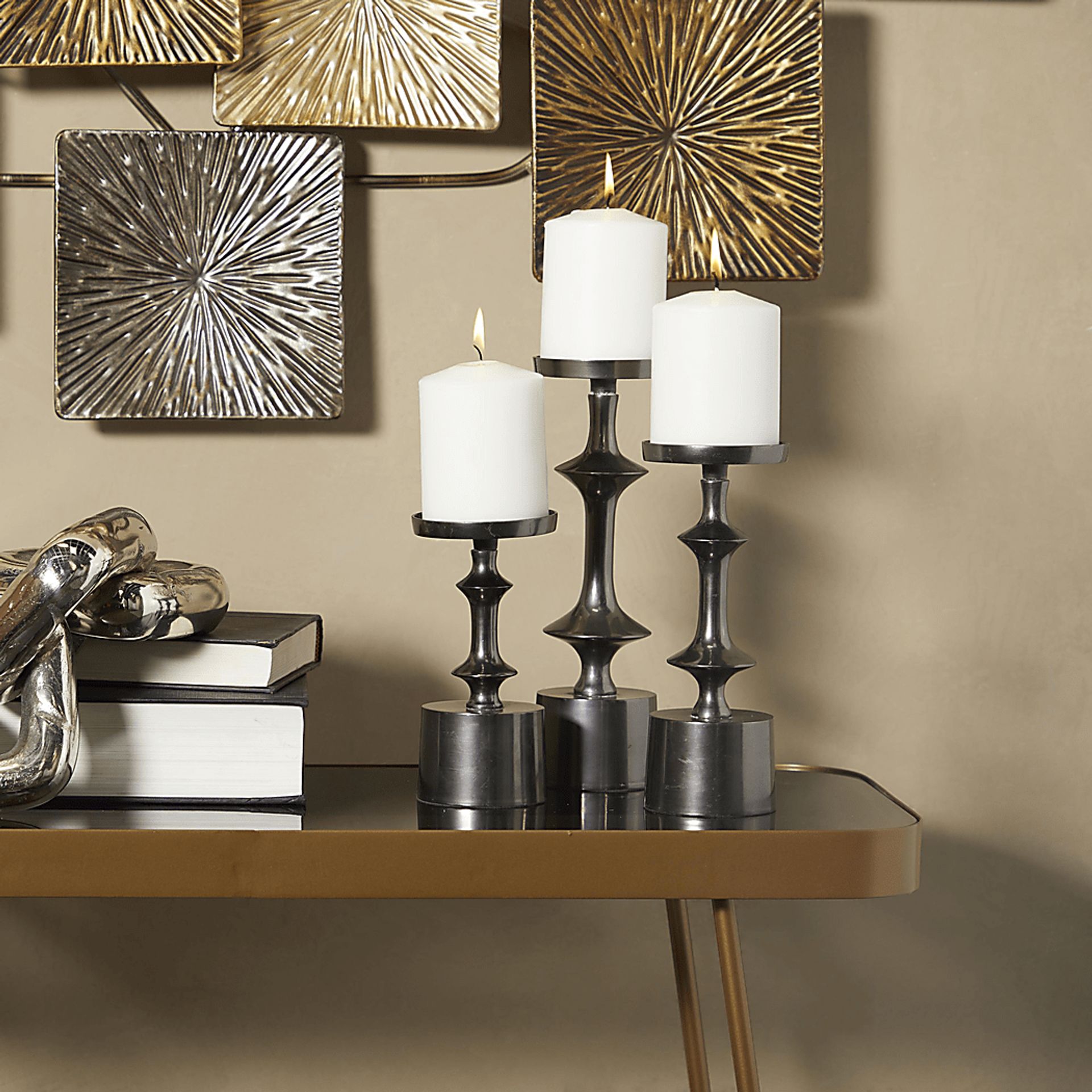 Vebius Black Candle Holder, Set of 3 - Image 2