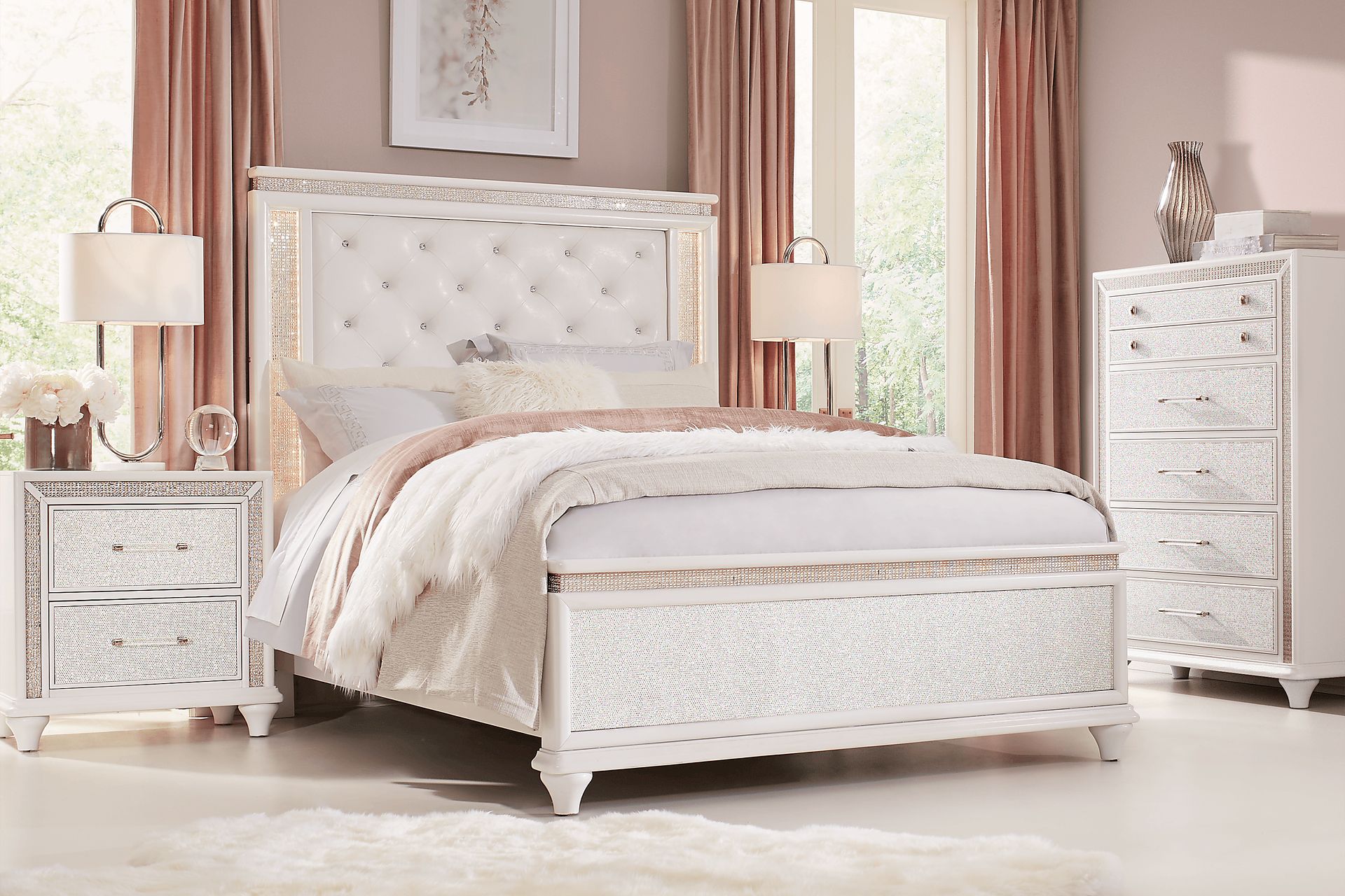 Vegas White 5 Pc King Panel Bedroom - Image 1