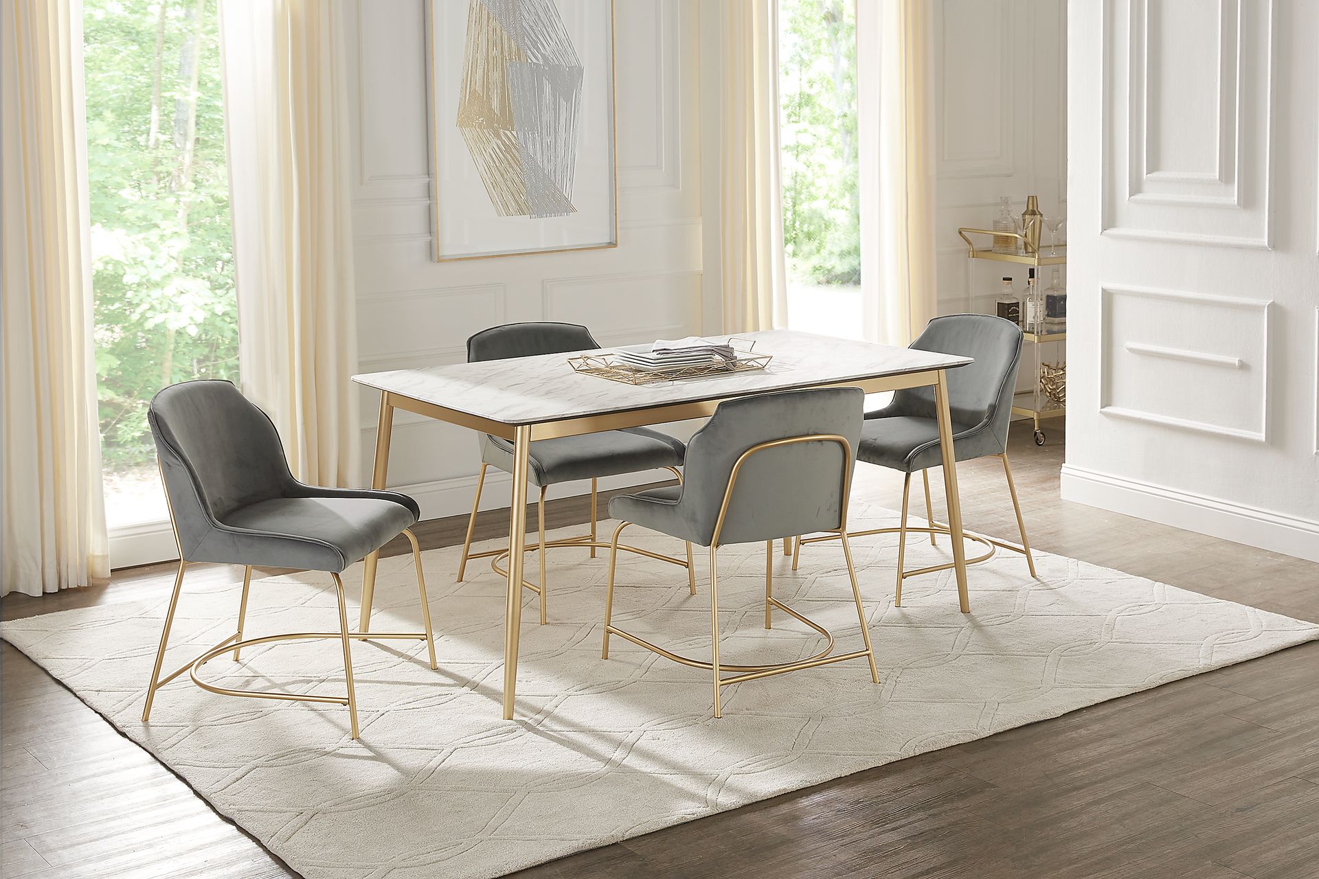 Venetian Court Gold 5 Pc Dining Room with Gray Chairs - Image 1