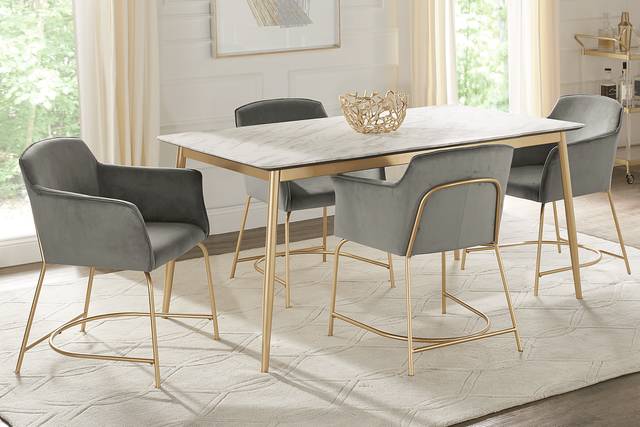 Venetian Court Gold 5 Pc Dining Room with Gray Chairs - Thumbnail - Image 1