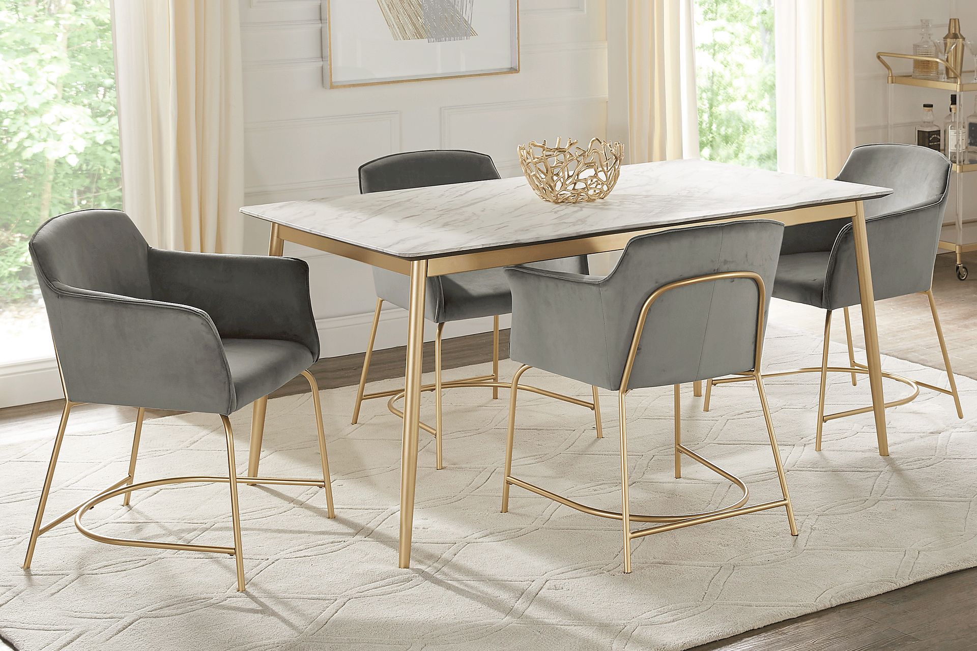 Venetian Court Gold 5 Pc Dining Room with Gray Chairs - Image 1