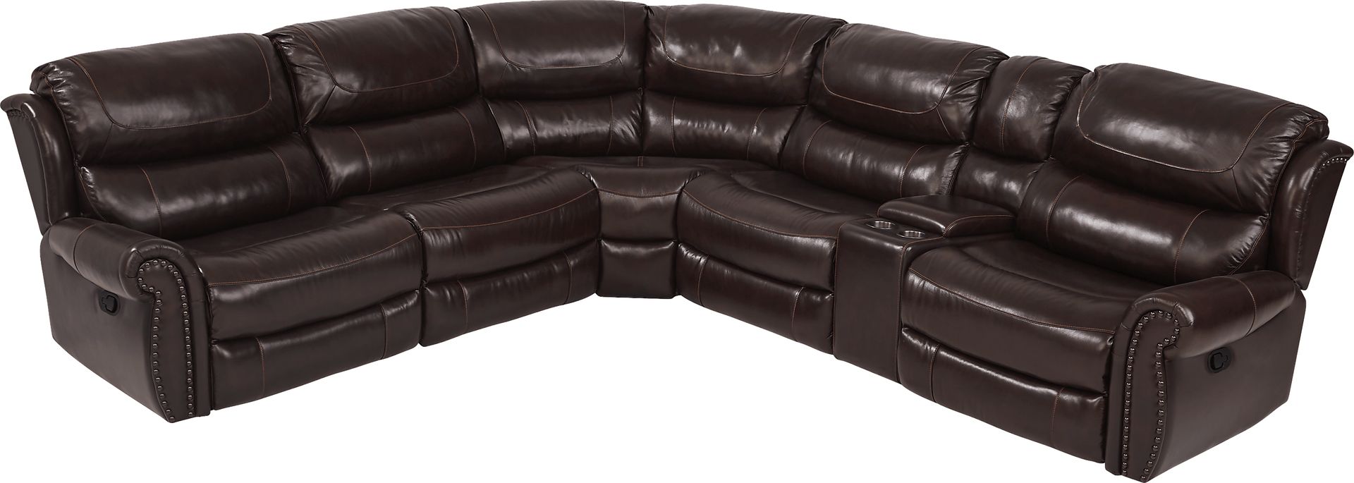 Venezio Brown Leather 10 Pc Reclining Sectional Living Room - Image 2