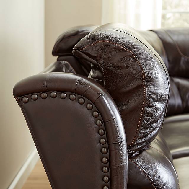 Venezio Brown Leather 6 Pc Dual Power Reclining Sectional - Thumbnail - Image 3