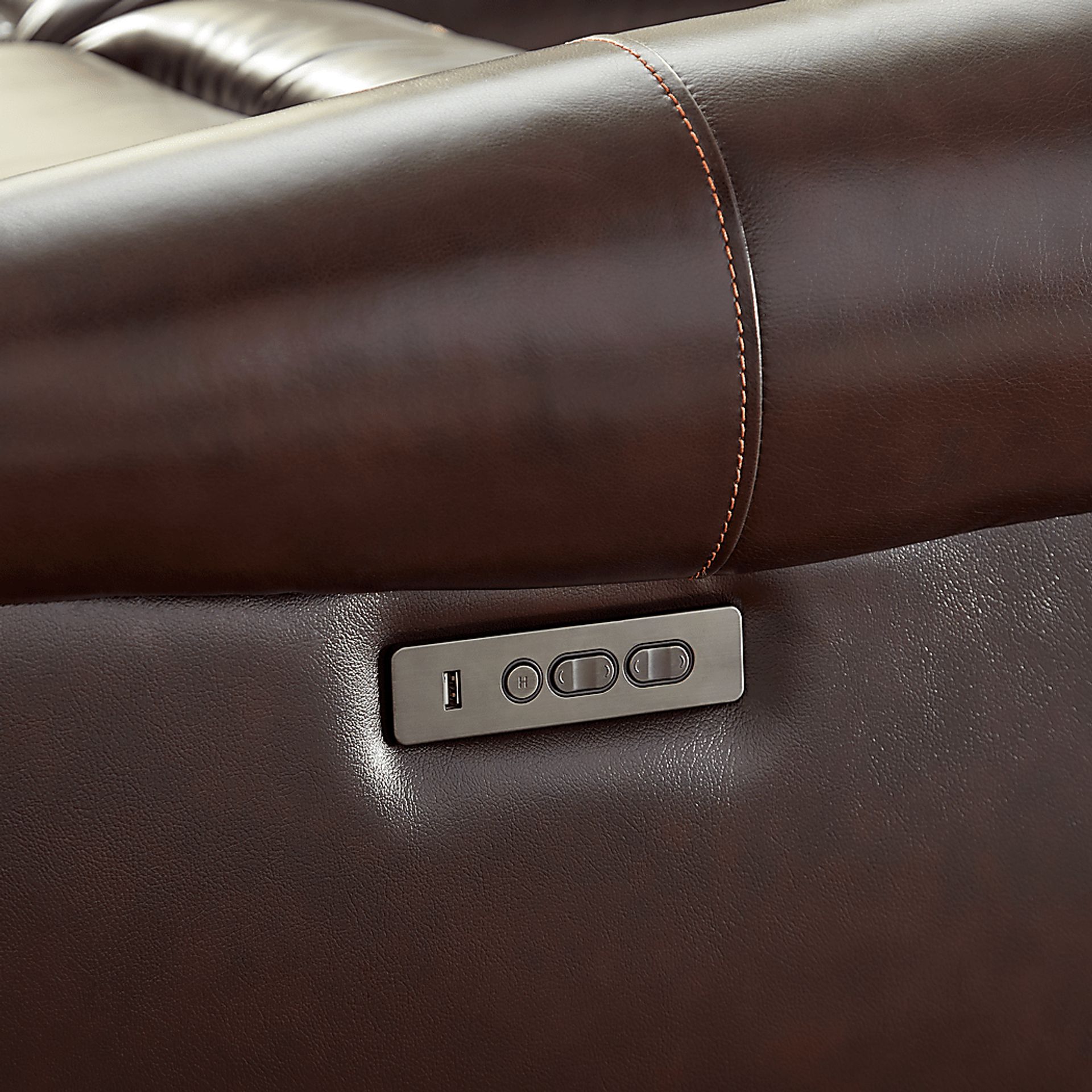 Venezio Brown Leather 6 Pc Dual Power Reclining Sectional - Image 4