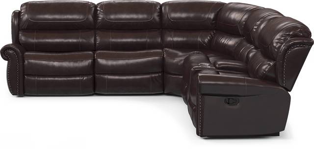 Venezio Brown Leather 6 Pc Reclining Sectional - Thumbnail - Image 3