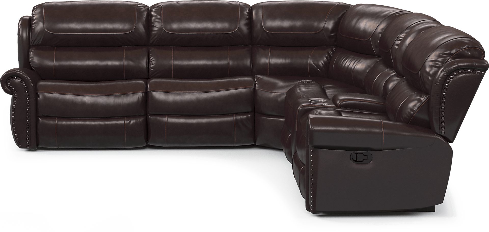 Venezio Brown Leather 6 Pc Reclining Sectional - Image 3