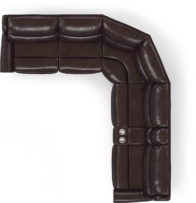 Venezio Brown Leather 6 Pc Reclining Sectional - Thumbnail - Image 4