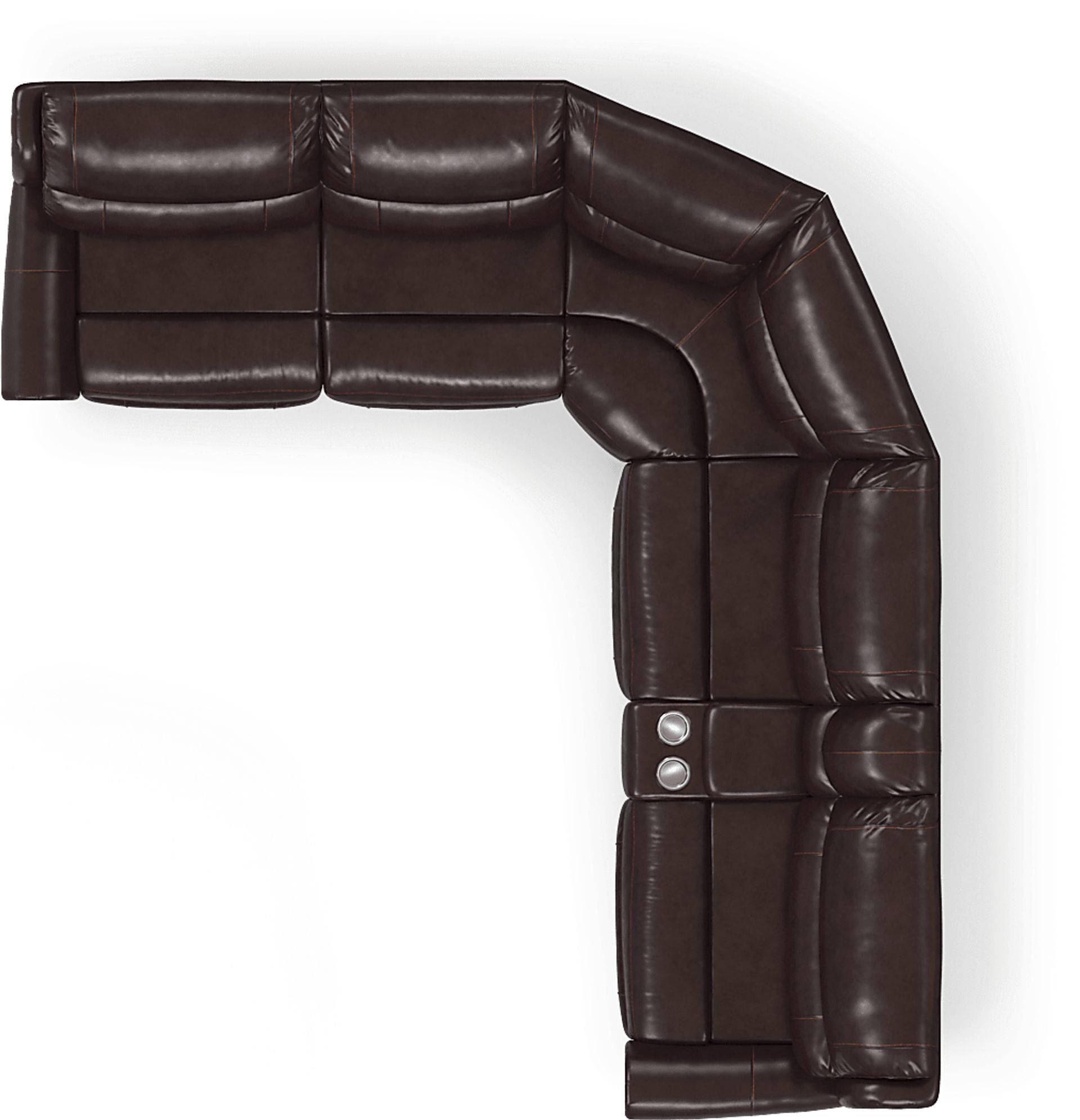 Venezio Brown Leather 6 Pc Reclining Sectional - Image 4