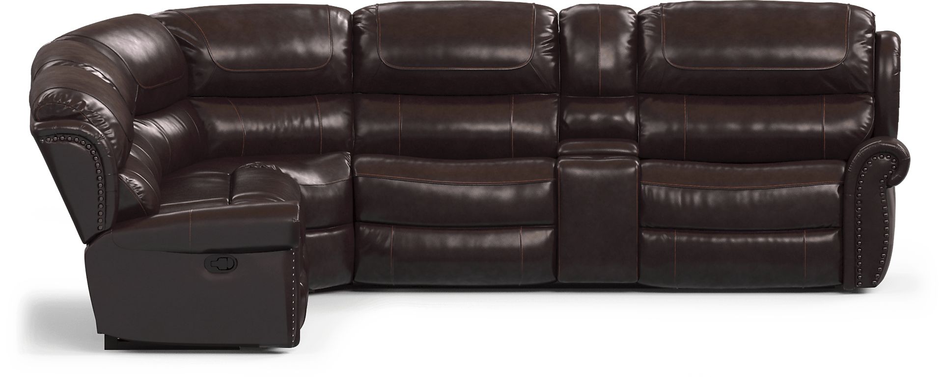 Venezio Brown Leather 6 Pc Reclining Sectional - Image 5