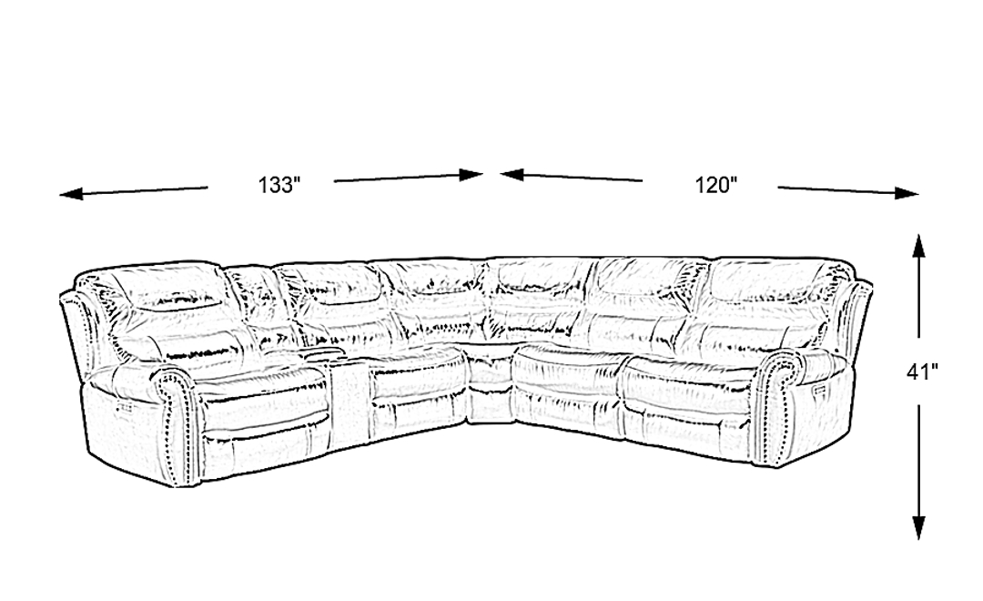 Venezio Leather 6 Pc Non-Power Reclining Sectional