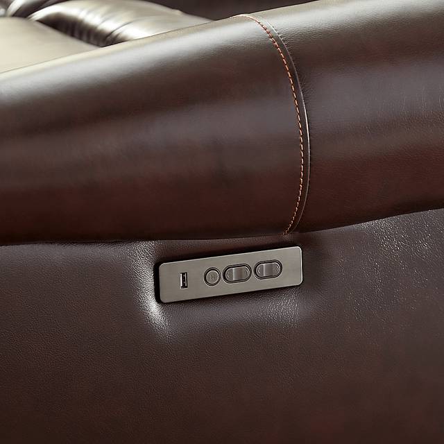 Venezio Brown Leather Power Recliner - Thumbnail - Image 3