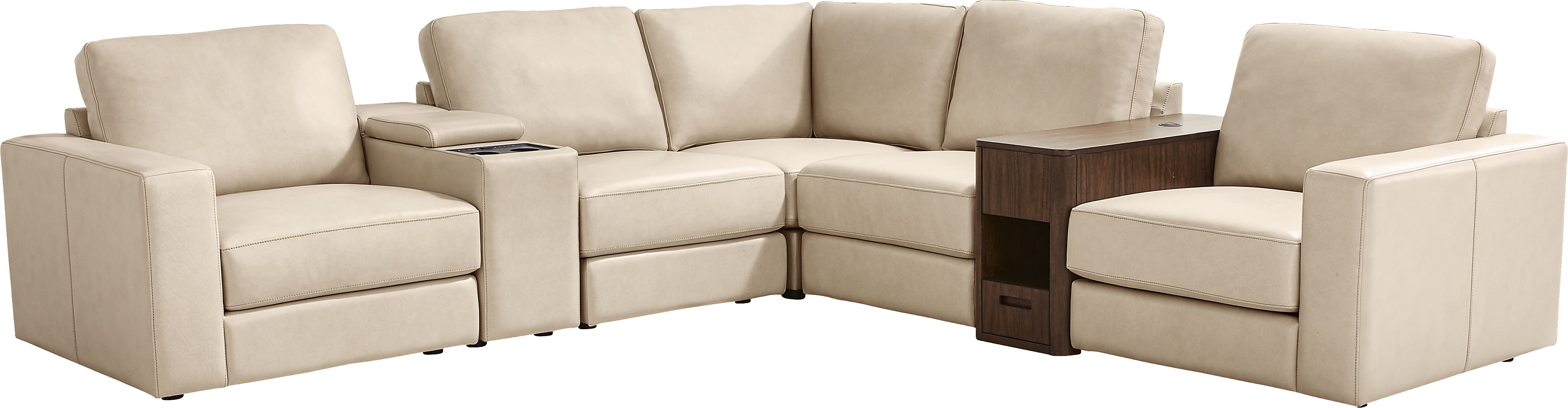 Venice Modular Leather 7 Pc Console Sectional