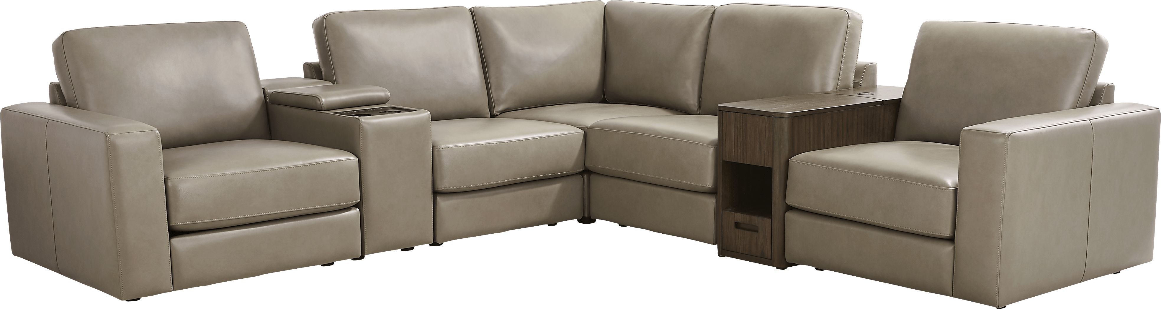 Venice Modular Leather 7 Pc Console Sectional - Thumbnail 2