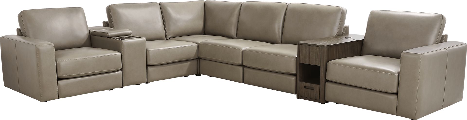 Cobblestone Leather 8 Pc Venice Modular with Audio - Image 1