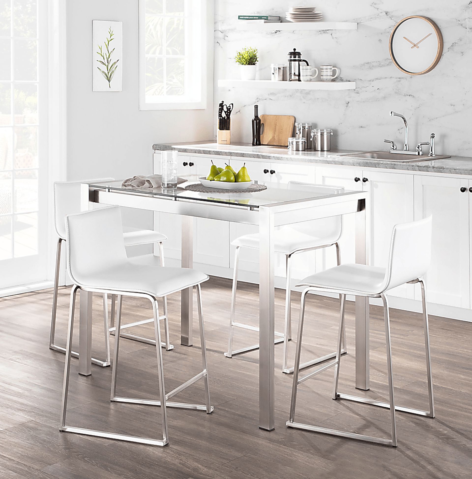 Ventanna I White 5pc Counter Height Dining Set - Image 3