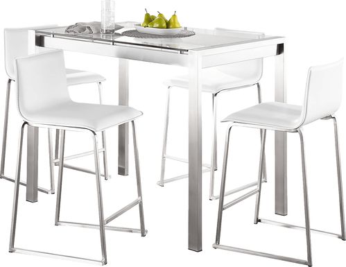 Ventanna I White 5pc Counter Height Dining Set
