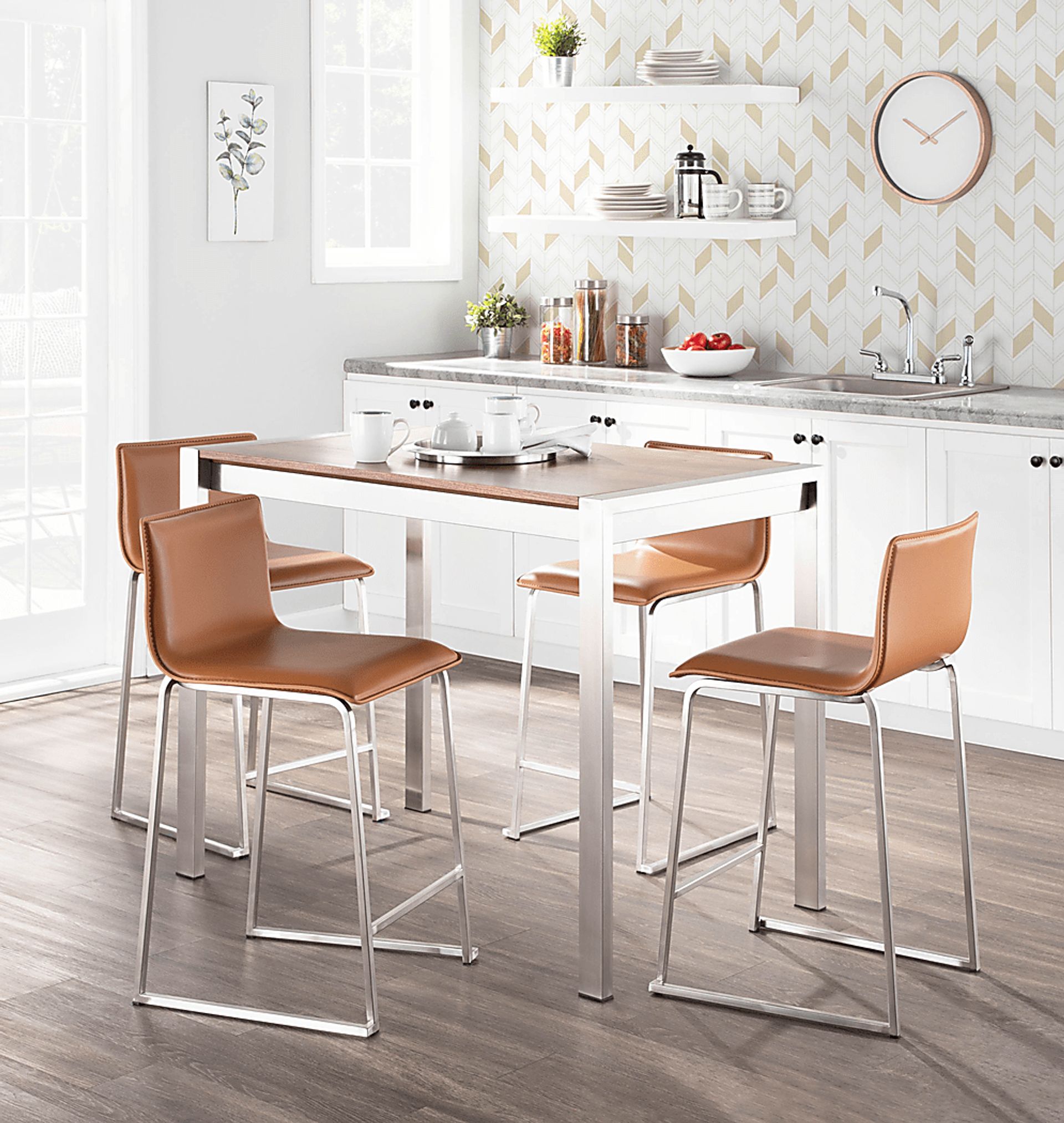 Ventanna II Camel 5pc Counter Height Dining Set - Image 2