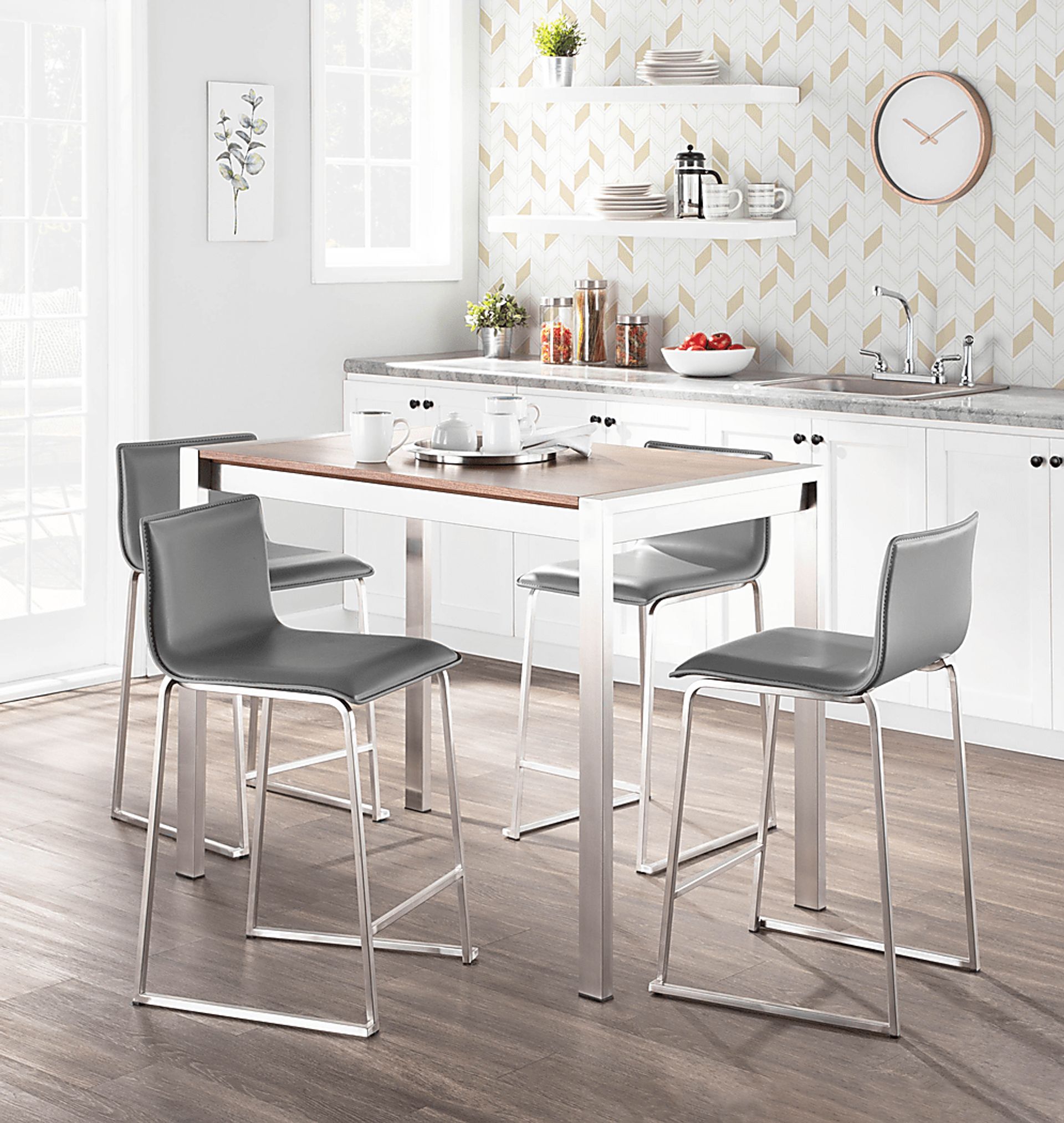 Ventanna II Gray 5pc Counter Height Dining Set - Image 2