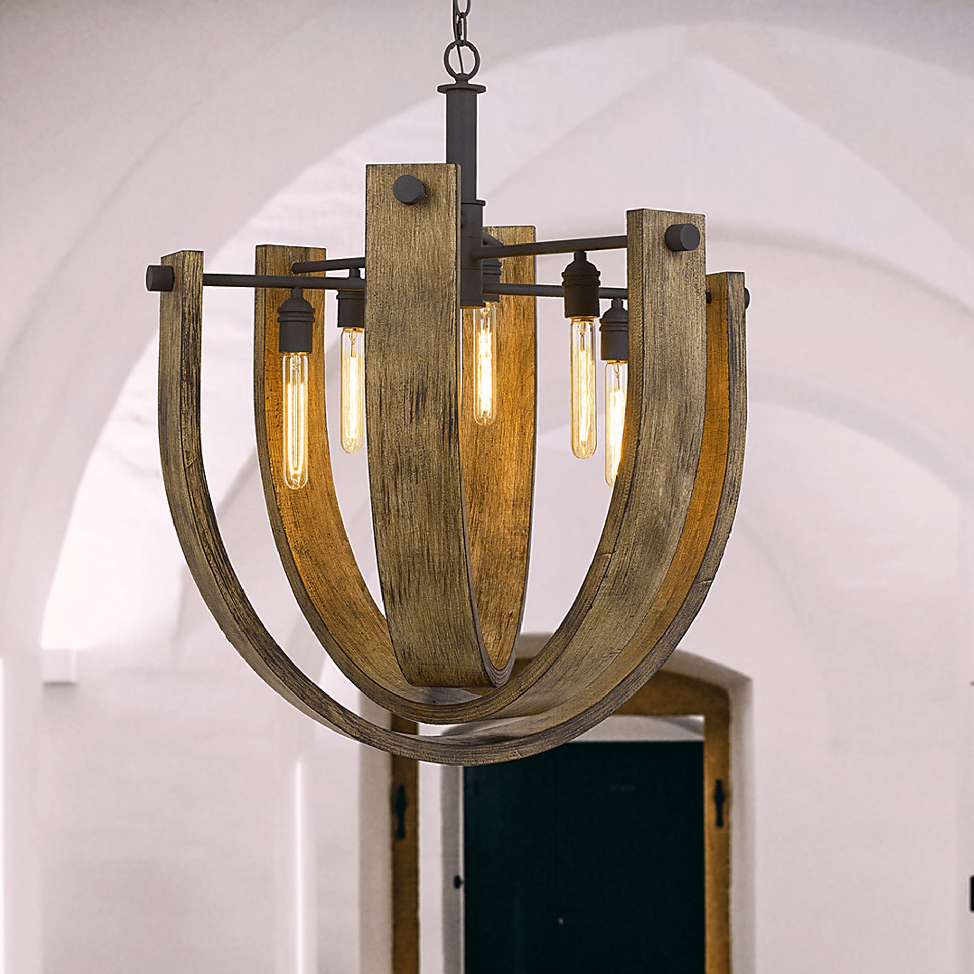 Ventor Place Oak Chandelier - Image 3