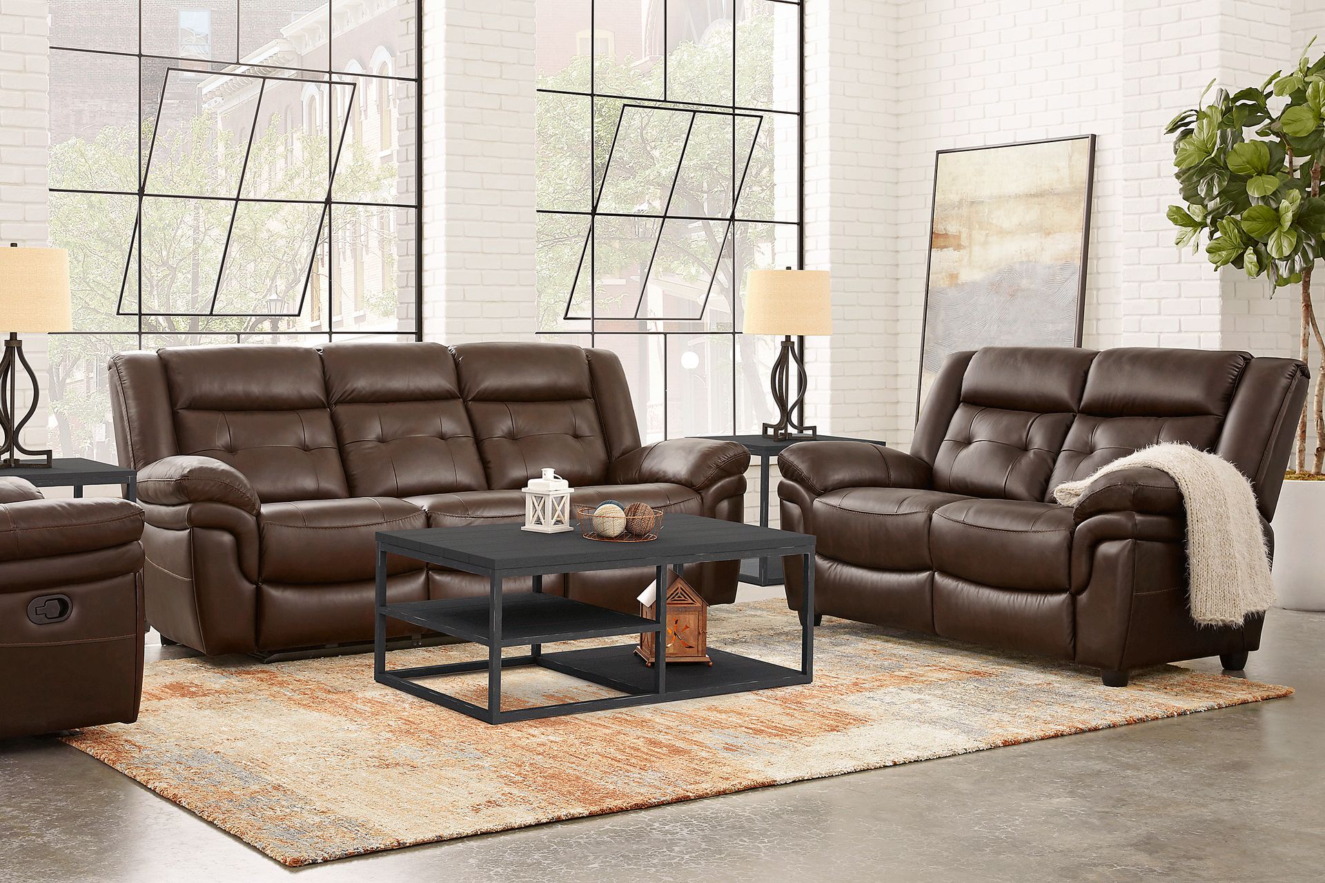 Ventoso Brown Leather Reclining Sofa - Image 2