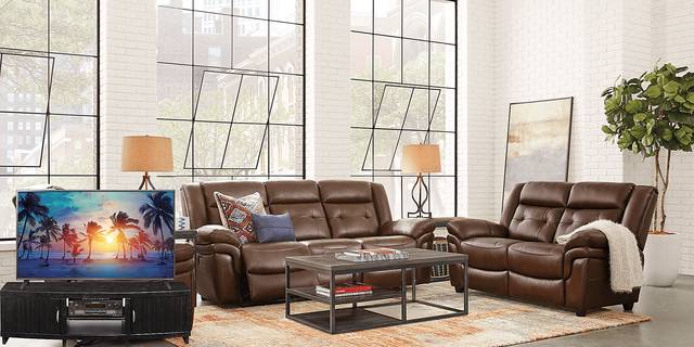 Ventoso Brown Leather 6 Pc Reclining Living Room Plus 65 in. TV - Thumbnail - Image 1