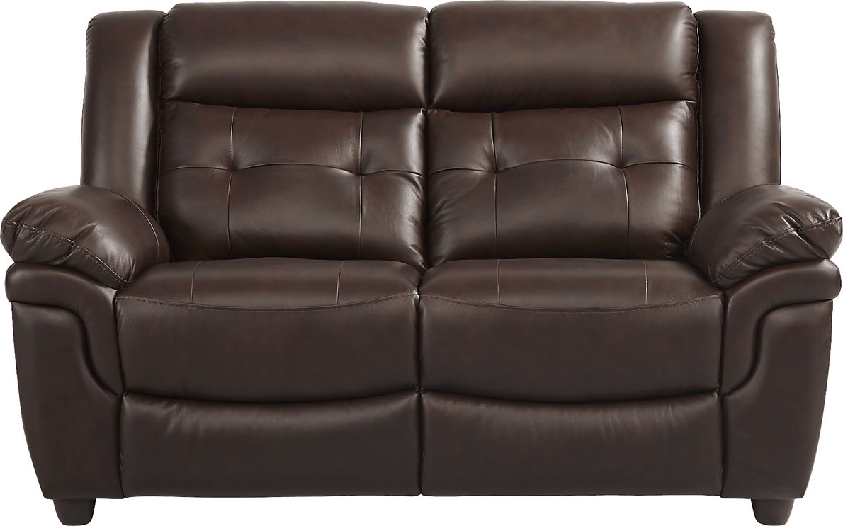 Ventoso Brown Leather 3 Pc Living Room with Reclining Sofa Rooms To Go