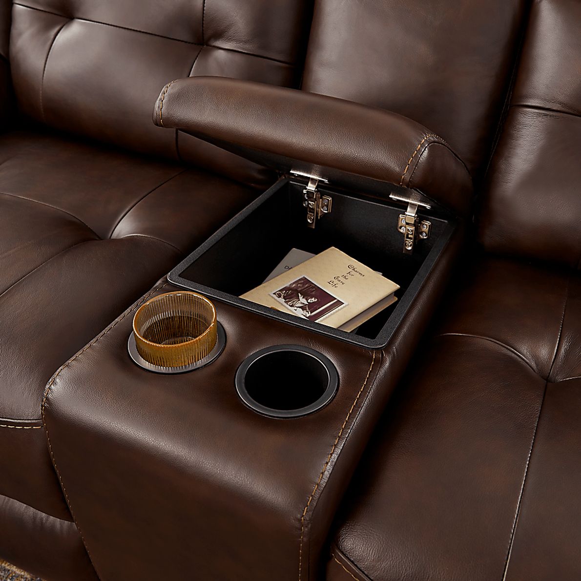 Ventoso Brown Leather Reclining Console Loveseat Rooms To Go