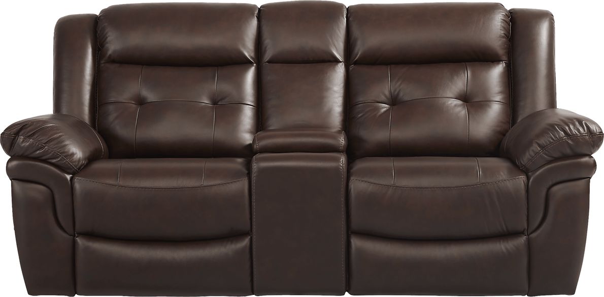 Ventoso Brown Leather Reclining Console Loveseat Rooms To Go