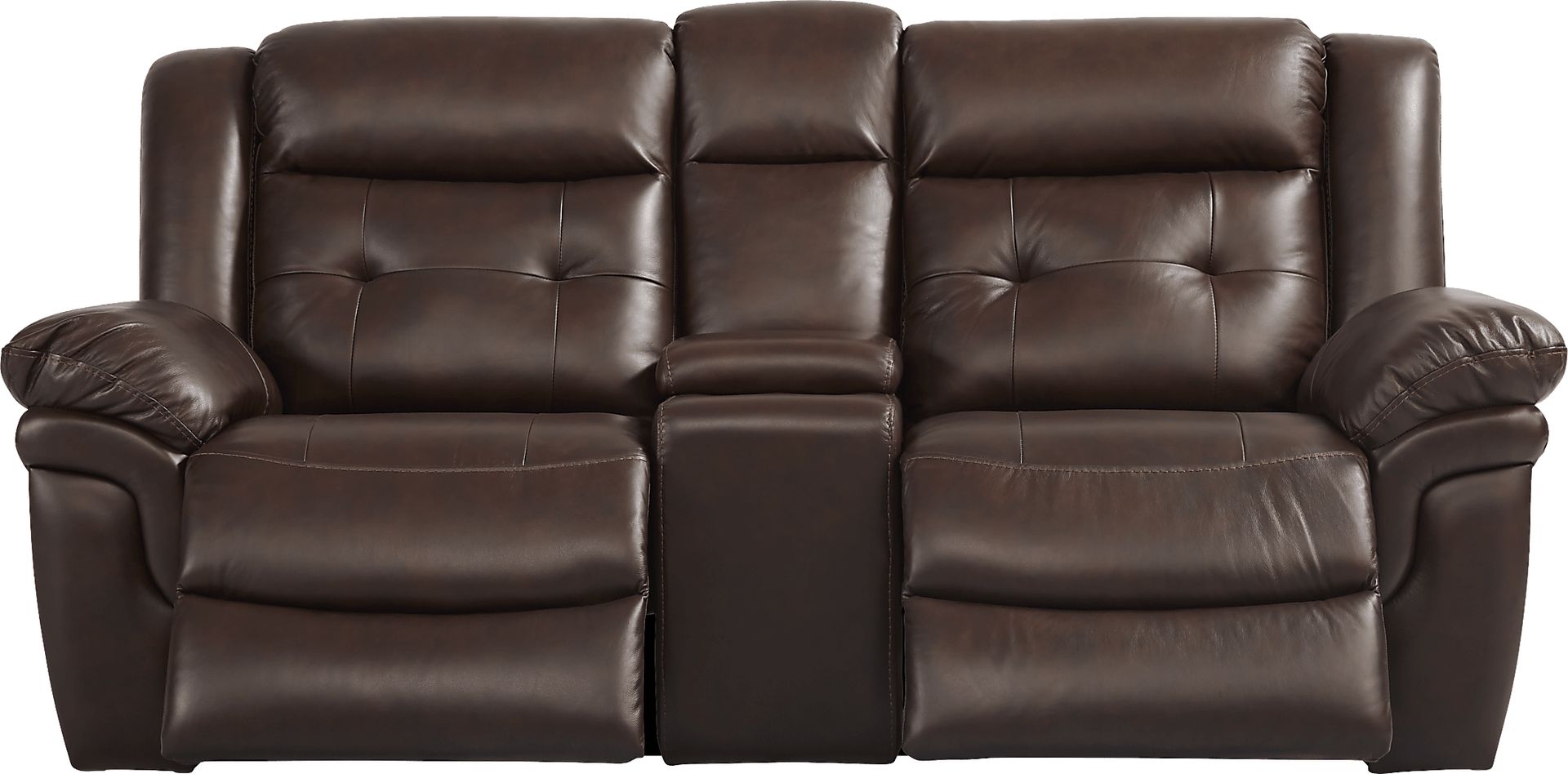 Ventoso Brown Leather Reclining Console Loveseat - Image 2