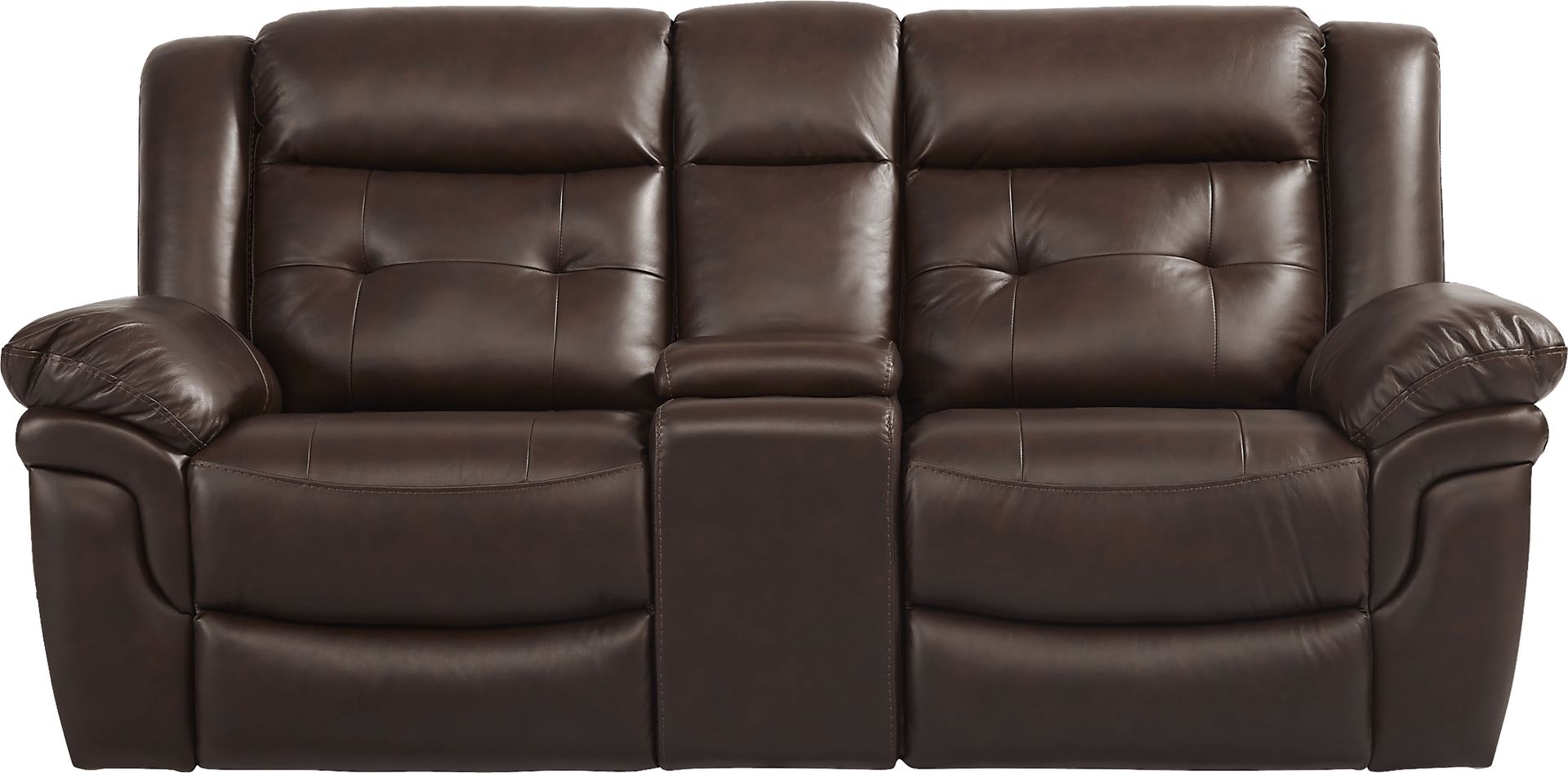 Ventoso Brown Leather Reclining Console Loveseat - Image 1