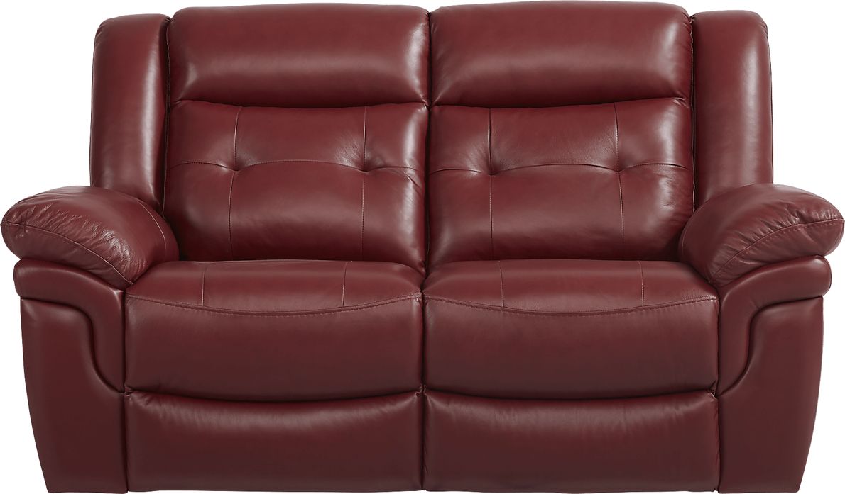 Ventoso Red Leather 3 Pc Living Room with Reclining Sofa Rooms To Go