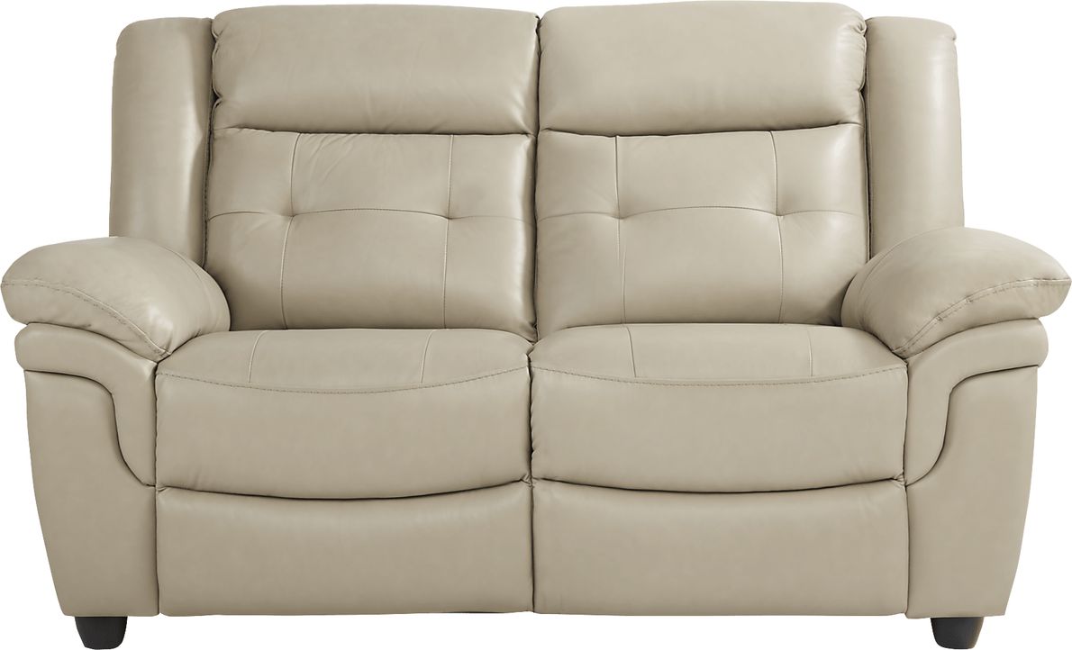 Ventoso Sand Leather 3 Pc Living Room with Reclining Sofa Rooms To Go