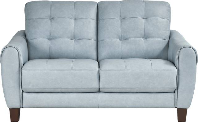 Ventura Square Blue Leather 8 Pc Living Room - Thumbnail - Image 5