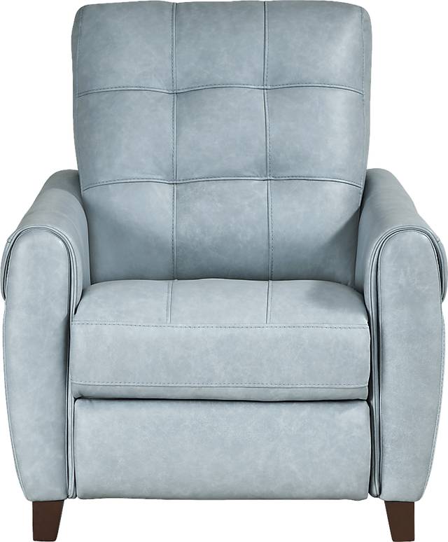 Ventura Square Blue Leather Push Back Recliner - Thumbnail - Image 2