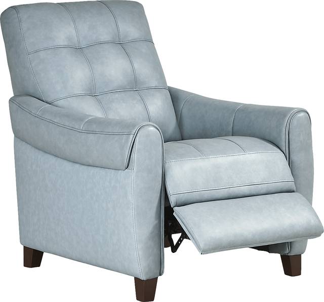 Ventura Square Blue Leather Push Back Recliner - Thumbnail - Image 4