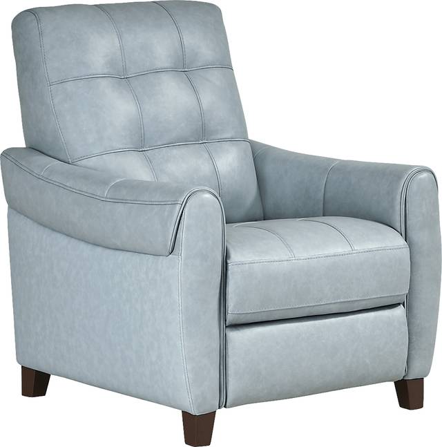 Ventura Square Blue Leather Push Back Recliner - Thumbnail - Image 1