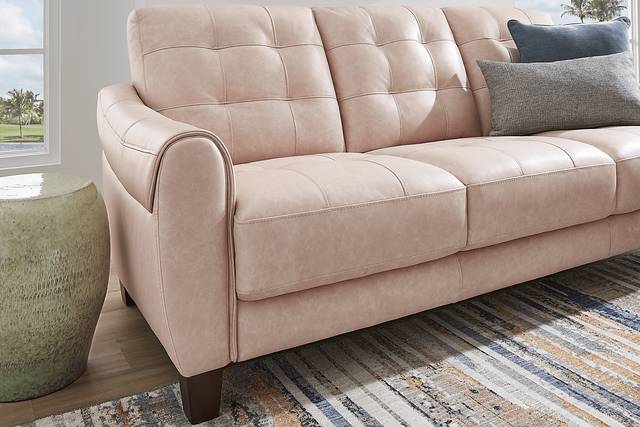 Ventura Square Blush Leather Sofa - Thumbnail - Image 3